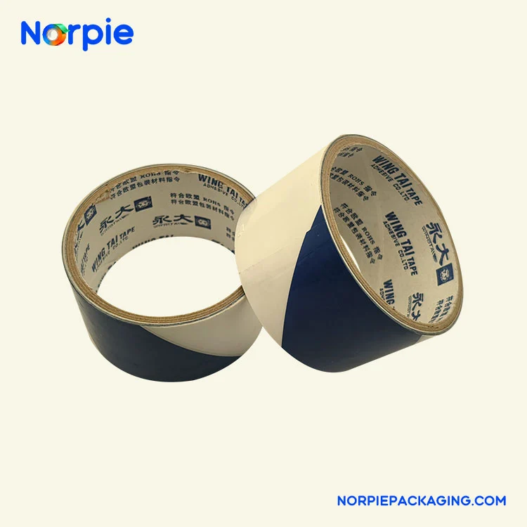 নীল এবং সাদা সতর্কতা টেপ